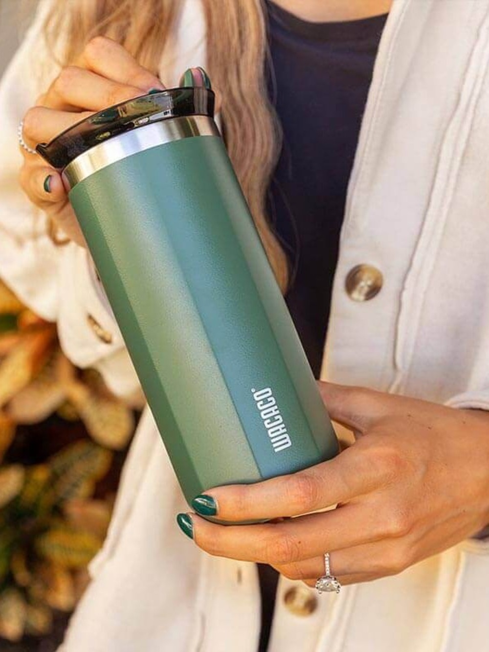 15 oz Wacaco Octaroma Hot Beverage Coffee Office Travel Camping Tumbler Green - Picture 2 of 9
